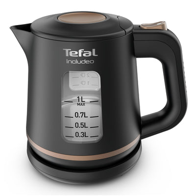 Tefal KI5338 Includeo Wasserkocher | Fassungsvermögen 1 L | Anti-Rutsch-Griff | einfach abzulesende Wasserstandsanzeige | 360°-Drehsockel | herausnehmbarer Filter | 2400 W | 23.3 x 16.6 x 20 cm
