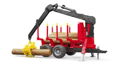 bruder 02252 - Rückeanhänger mit Ladekran, 4 Baumstämmen & Holzgreifer - 1:16 Fahrzeuge, Anhänger, Forstwirtschaft, Waldarbeit, Bäume, Holzwagen, Kran, Lader, Förster