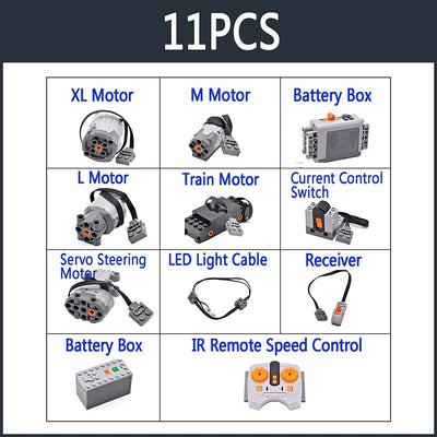 Karriter Kompatibel mit Le Technic Motor L Power Functions-Bauset, 11-teiliges Power Functions-Motorbatterie-IR-Fernbedienungs-Empfänger-Set