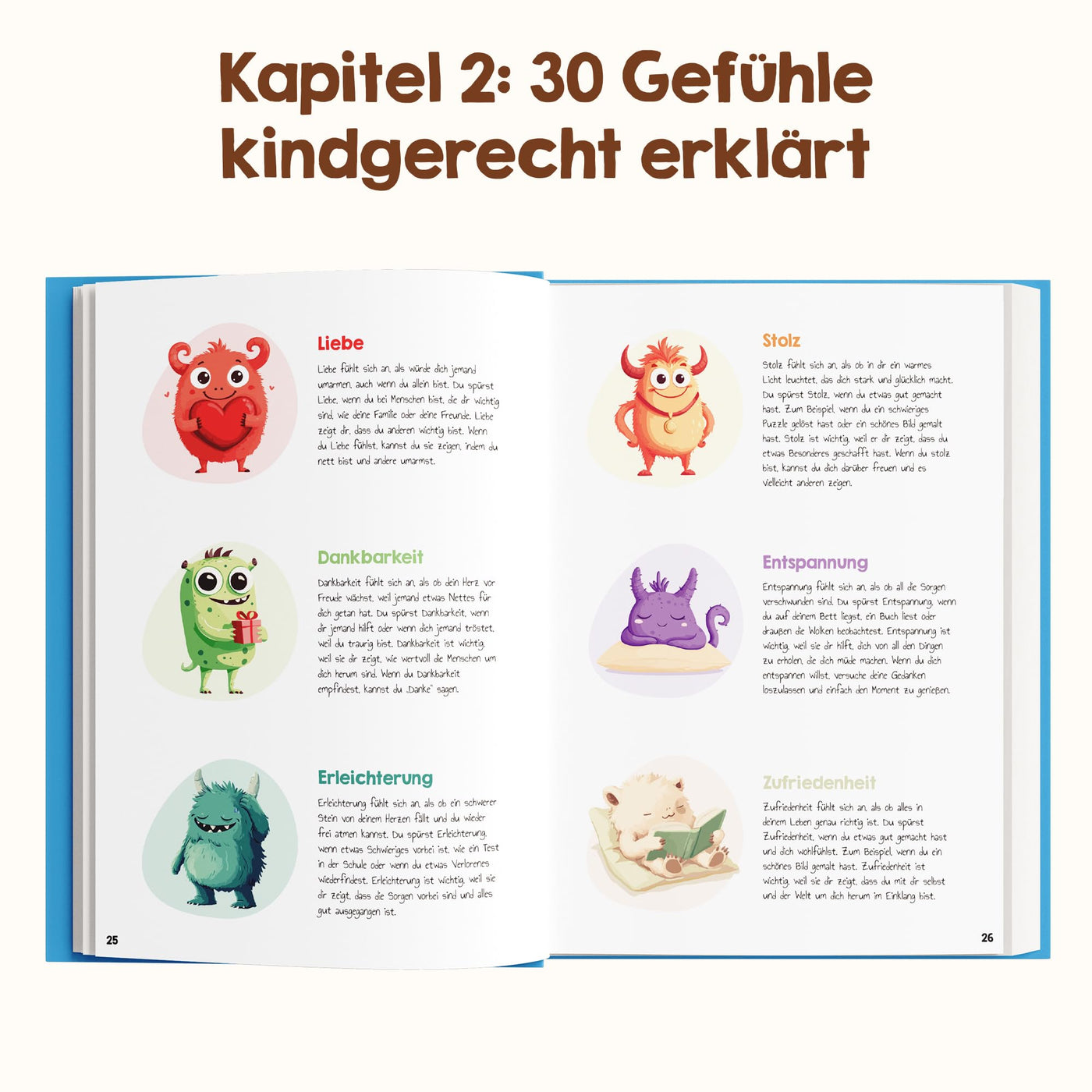 Edubini Gefühlstagebuch Kinder [6-12 Jahre] - Tagebuch Mädchen & Jungs - Gefühle Buch für Umgang mit Emotionen und ein gutes Gefühl, Dankbarkeitstagebuch für Kinder (inkl. 10 Spiele) (blau)