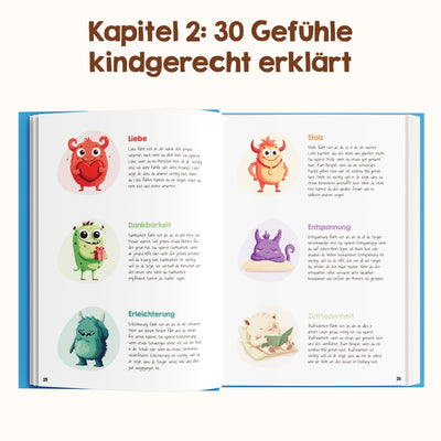 Edubini Gefühlstagebuch Kinder [6-12 Jahre] - Tagebuch Mädchen & Jungs - Gefühle Buch für Umgang mit Emotionen und ein gutes Gefühl, Dankbarkeitstagebuch für Kinder (inkl. 10 Spiele) (blau)