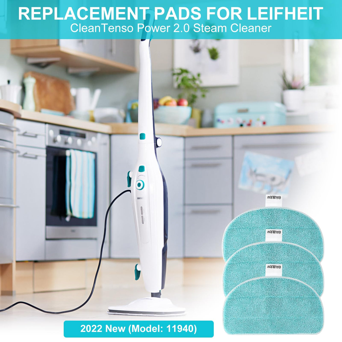 5 Stück Ersatzpad für Leifheit CleanTenso Power 2.0 Dampfreiniger 32x19.5cm Mikrofaser Dampfbesen Wischbezug für alle Böden Dampfmop Ersatz mit Klettunterseite für CleanTenso Power