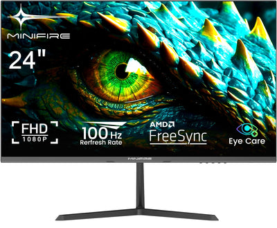 Minifire 24 Zoll Monitor, 100Hz, FHD,5ms(OD), Adaptive-Sync, sRGB110%, Eye-Care PC Bildschirm mit HDMI Ports (MF24X3AL)