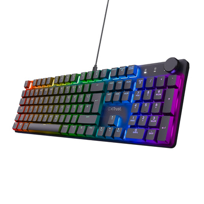 Trust Gaming GXT 866 Torix Mechanische Tastatur Deutsches QWERTZ Layout, Huano-Switches, Flache Tasten, RGB Beleuchtung, Anti-Ghosting N-Key Rollover USB Programmierbare Gaming Tastatur PC Laptop
