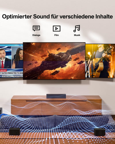 ULTIMEA 5.1 Surround Soundbar, 3D Surround Sound System, Soundbar für TV Geräte mit Subwoofer und Rear-Lautsprechern, 5.1 Virtuelle Surround, Bass Einstellbare Heimkino TV Lautsprecher, Poseidon D50