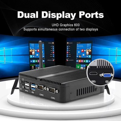 WEIDIAN Mini Industrie PC Lüfterloser PC Celeron J4125 8GB RAM 256GB SSD 2LAN HD VGA Win11 Mini PC Lüfterlos Hohe Leistung Kompaktes Design Embedded Industrie Mini Computer, Lüfterloser Mini PC