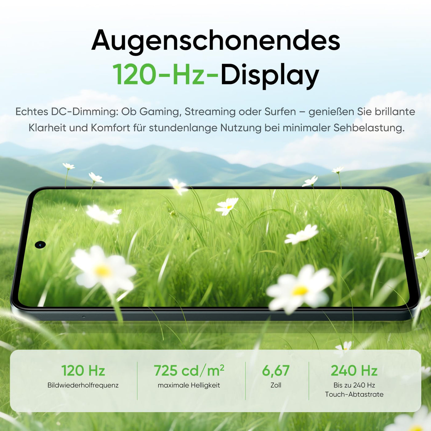 realme C71 Smartphone 6 + 128 GB, 5G Handy, 50 MP Kamera, 6,67 Zoll bis 120 Hz, großer Akku mit 6000 mAh, stoßfest, Militärqualität, NFC, Waldeule, ohne Adapter