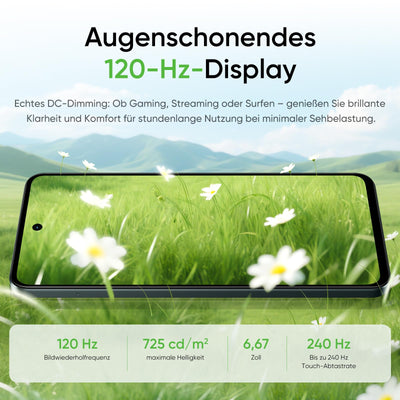 realme C71 Smartphone 6 + 128 GB, 5G Handy, 50 MP Kamera, 6,67 Zoll bis 120 Hz, großer Akku mit 6000 mAh, stoßfest, Militärqualität, NFC, Waldeule, ohne Adapter