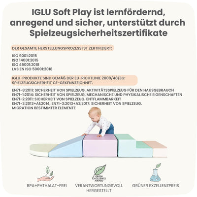 IGLU SOFT PLAY Corner Climber 5 STK Schaumstoff Bausteine Kinder und Baby zum Klettern Schaumstoffbausteine Kletterblöcke (Pastel)