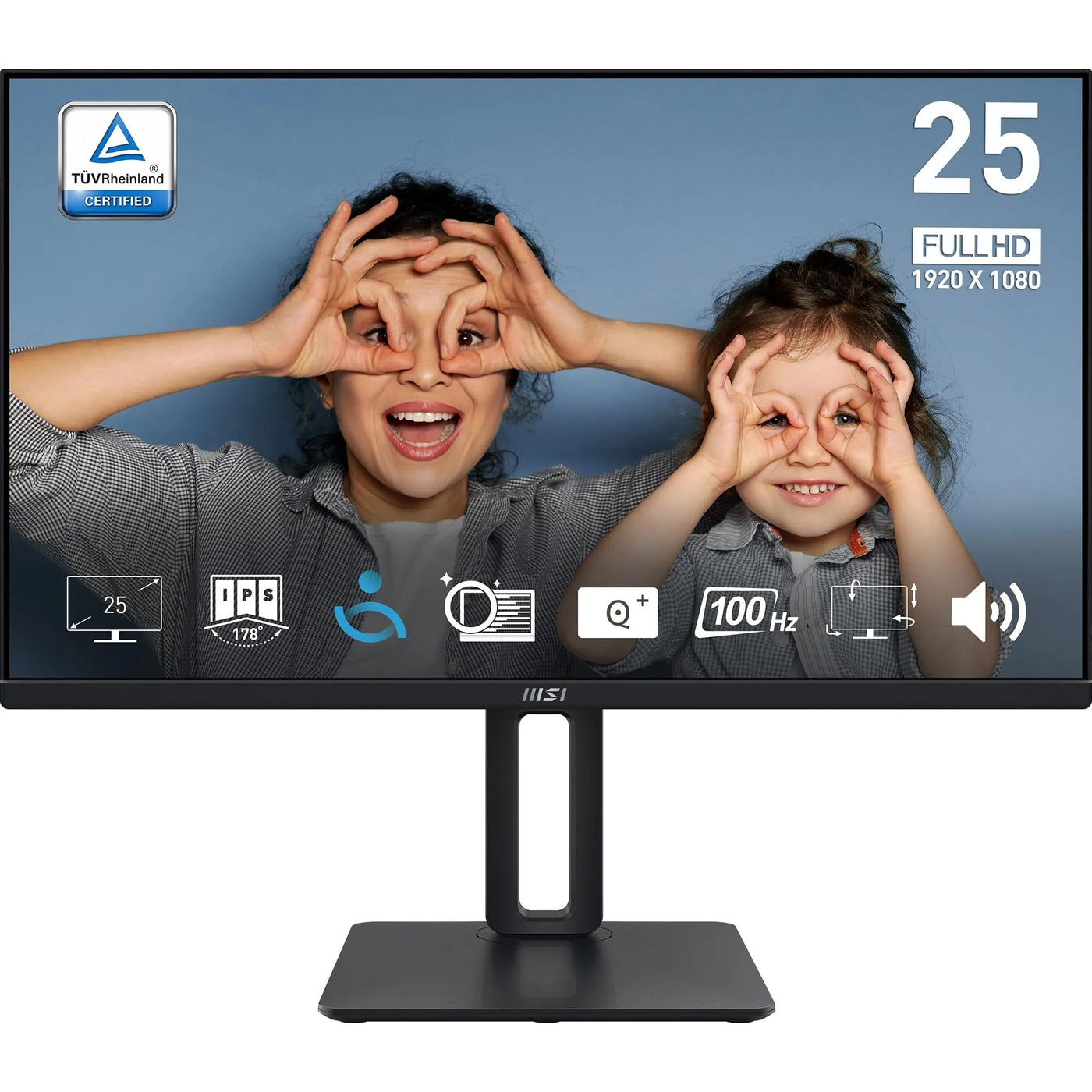 MSI PRO MP251P 24,5 Zoll Full HD Büromonitor - 1920 x 1080 IPS-Panel, 100 Hz, augenfreundlicher Bildschirm, integrierte Lautsprecher, 4-Fach verstellbar - HDMI 1.4b, D-Sub (VGA)