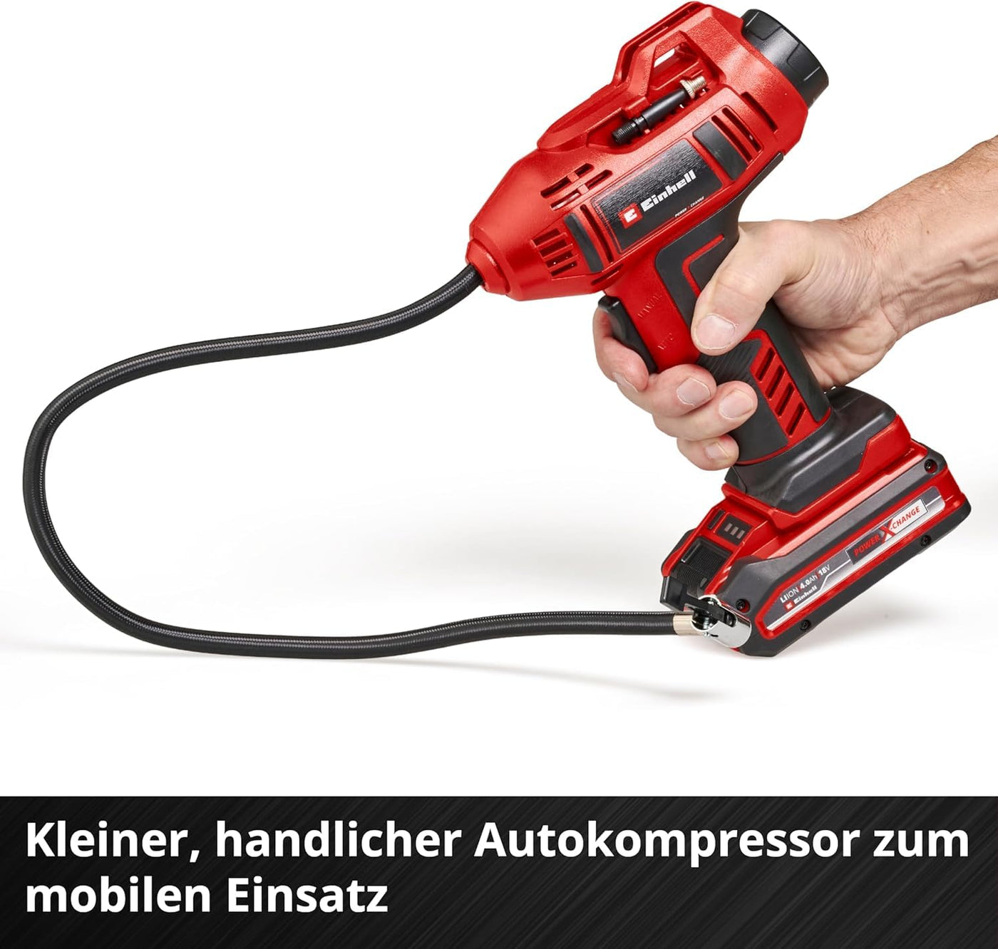 Einhell Akku-Autokompressor CE-CC 18 Li-Solo Power X-Change (Li-Ion, 18 V, max. 11 bar, 60 cm Druckluftschlauch, automat. Abschaltfunktion, Lieferung ohne Akku & ohne Ladegerät)