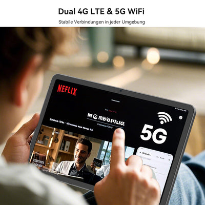 Blackview Mega2 Android 15 Tablet 12 Zoll, 36GB RAM+256GB ROM, 2K FHD Gaming Tablet mit Tastatur Maus Stift Kopfhörer, 4G LTE+5G WiFi, 9000 mAh, WideVine L1, Dual Kamera, Face ID, GPS, Hülle