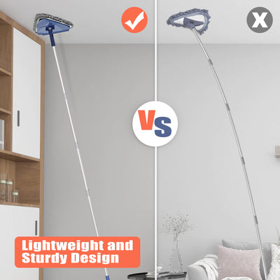 JEHONN Bodenwischer Wischmopp mit Langem Griff 200CM, 3-In-1 Wand Mop mit 6 Ersatz Mikrofaser Chenille Pads für Decke, Gemalte Wände, Fenster, Boden, Baseboard (Blau)