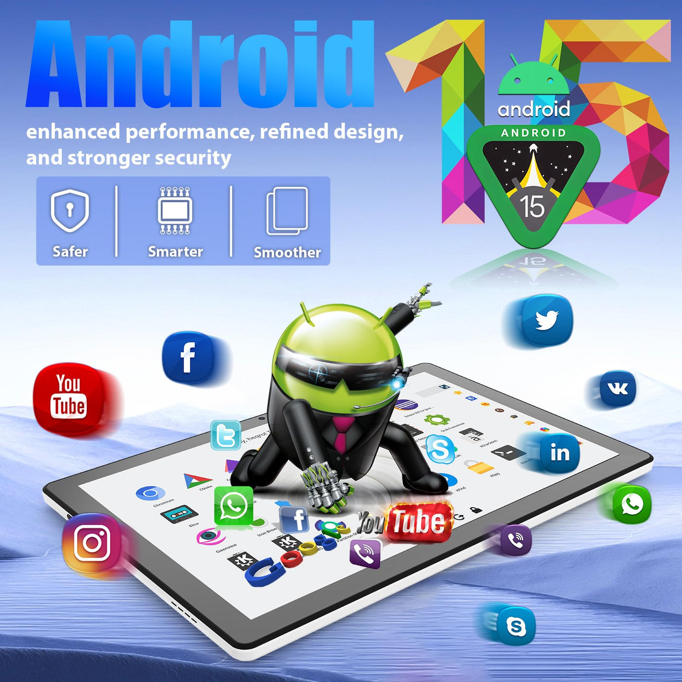 Tablet, Android Tablet 11 Zoll mit 24GB RAM + 128GB ROM (1TB TF), Octa-Core, Widevine L1, WiFi 6 & BT 5.3, 6800mAh Akku, Dual Kamera – Tablet mit Tastatur, Maus, Stift & Hülle
