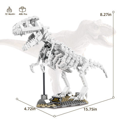Jurassic Dinosaurier Skelett Baustein Set, kreatives T-Rex Luminous Bauspielzeug für Erwachsene, leuchtet im Dunkeln, Weihnachts-, Halloween- und Neujahrsgeschenk für Kinder von 8–14+ (435 Teile)