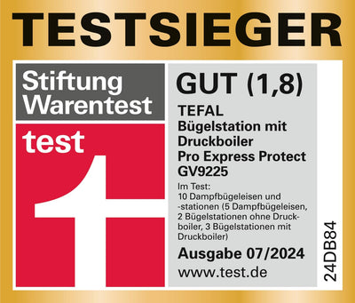 Tefal GV9225 Pro Express Protect Dampfbügelstation | 7,6 Bar Dampfdruck | variable Dampfmenge: 140 g/Min. | Dampfstoß: 550 g/Min. | Anti-Kalk-Kollektor | vertikale Dampffunktion | Blaugrau/Weiß