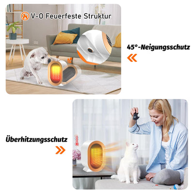 Heizlüfter Energiesparend, PTC-Heizlüfter Leise Keramik Heizung Einstellbare Konstante Temperatur, Tragbare Heizlüfter klein, Überhitzungs- & Kippschutz, für Büro, Heim, Schlafsaal (Weiß)