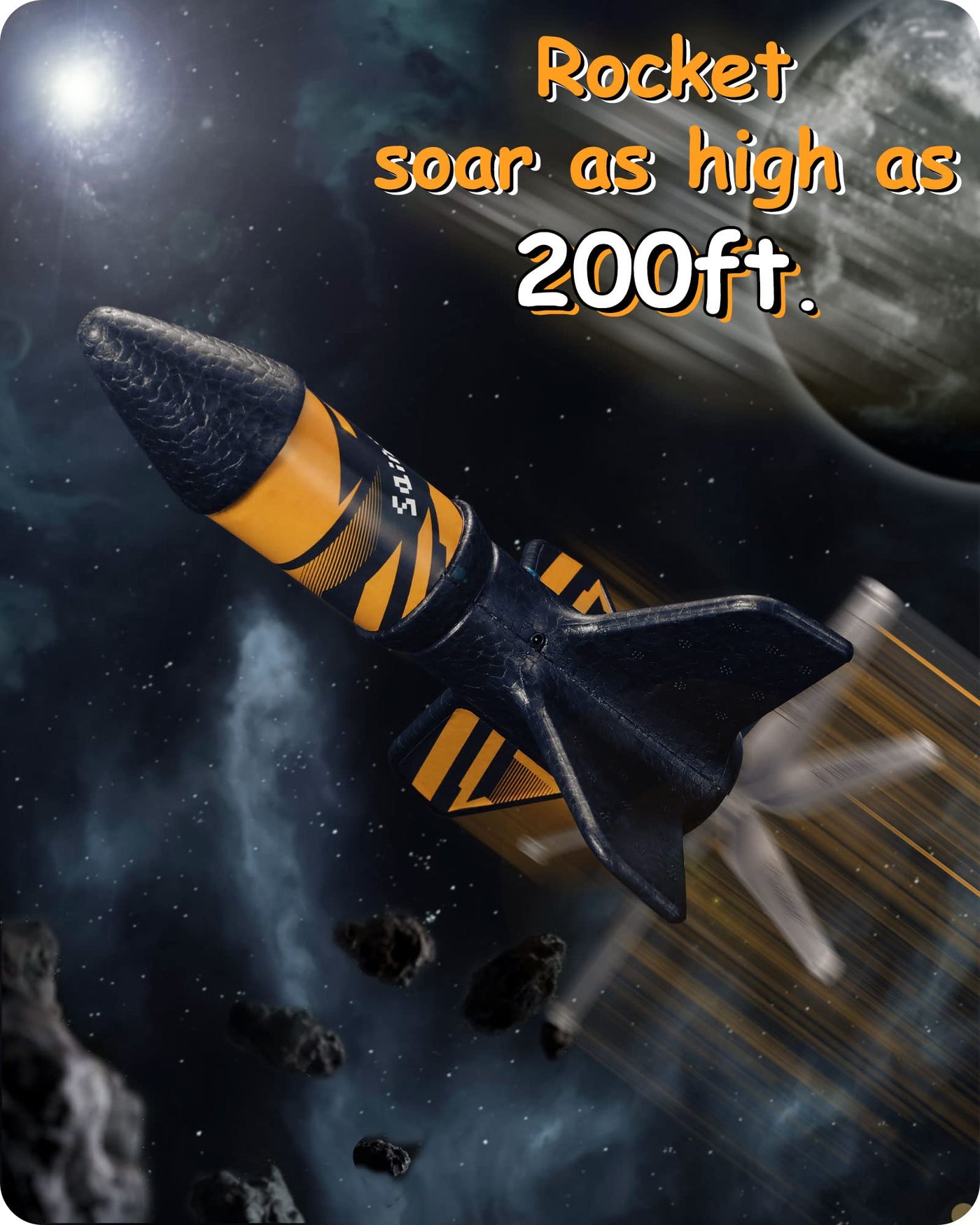 SainSmart Jr. Rakete Spielzeug – Motorisierte Rakete mit Fallschirm, Start bis zu 61 Meter, Outdoor-Spielzeug für Kinder im Alter von 8–12 Jahren (Schwarz)