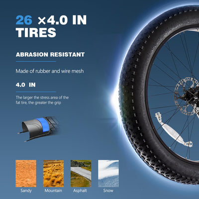 Ficyacto Elektrofahrrad 26 Zoll Pedelec E-Mountainbike E-Bike Herren Damen Mit 48V20AH Akku,7 Gang,Doppelscheibenbremse (RX80)