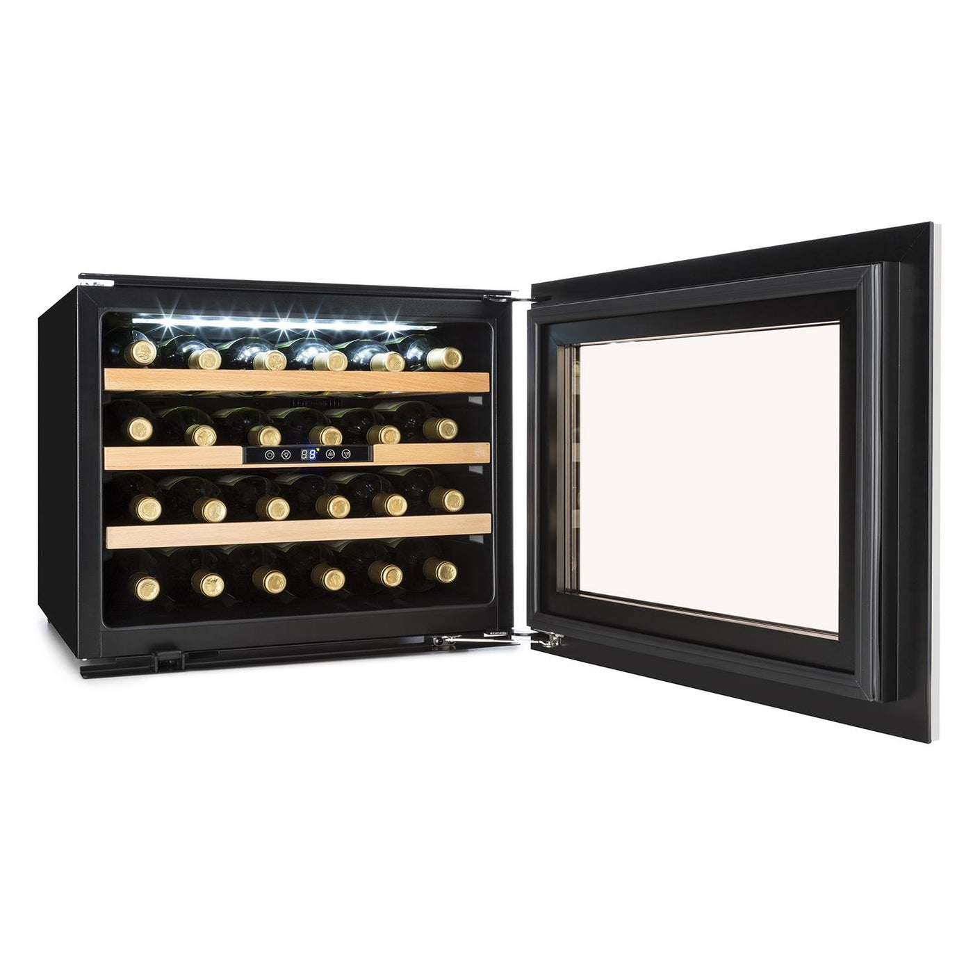 Klarstein Einbau-Weinkühlschrank, 1 Zonen Getränkekühlschrank Klein, Kleiner Weinschrank 57L, Wein-Kühlschrank Klein mit Glastür, Indoor/Outdoor Flaschenkühlschrank, Wine Fridge 24 Flaschen