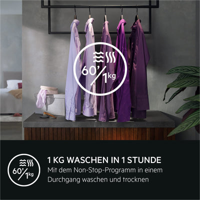 AEG LWR7S65690 Waschtrockner / Serie 7000 mit DualSense / 9 kg Waschen / 5 kg Trocknen / D / energiesparend / Mengenautomatik / Nachlegefunktion / ProSteam - Auffrischfunktion / 1600 U/min