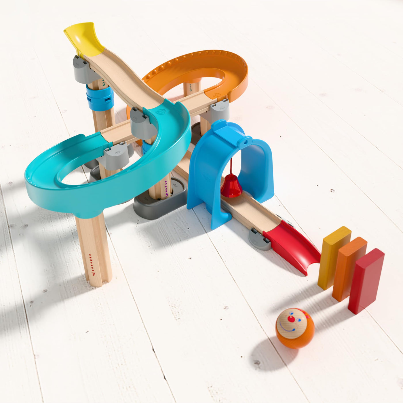 HABA Kullerbü Kugelbahn Step-by-Step – Cleveres Klicksystem für stabilen Spielspaß – Murmelbahn ab 12 Monaten – Kombinierbar mit Allen Kullerbü-Bahnen – 2012252001