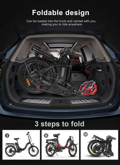 SAMEBIKE Klappbares Elektrofahrrad für Erwachsene mit 36V 13AH abnehmbarem Akku,250W Motor, 25 km/h, 70 KM Reichweite & 20" All Terrain Reifen, Profi 7-Gang Pendler E-Bike