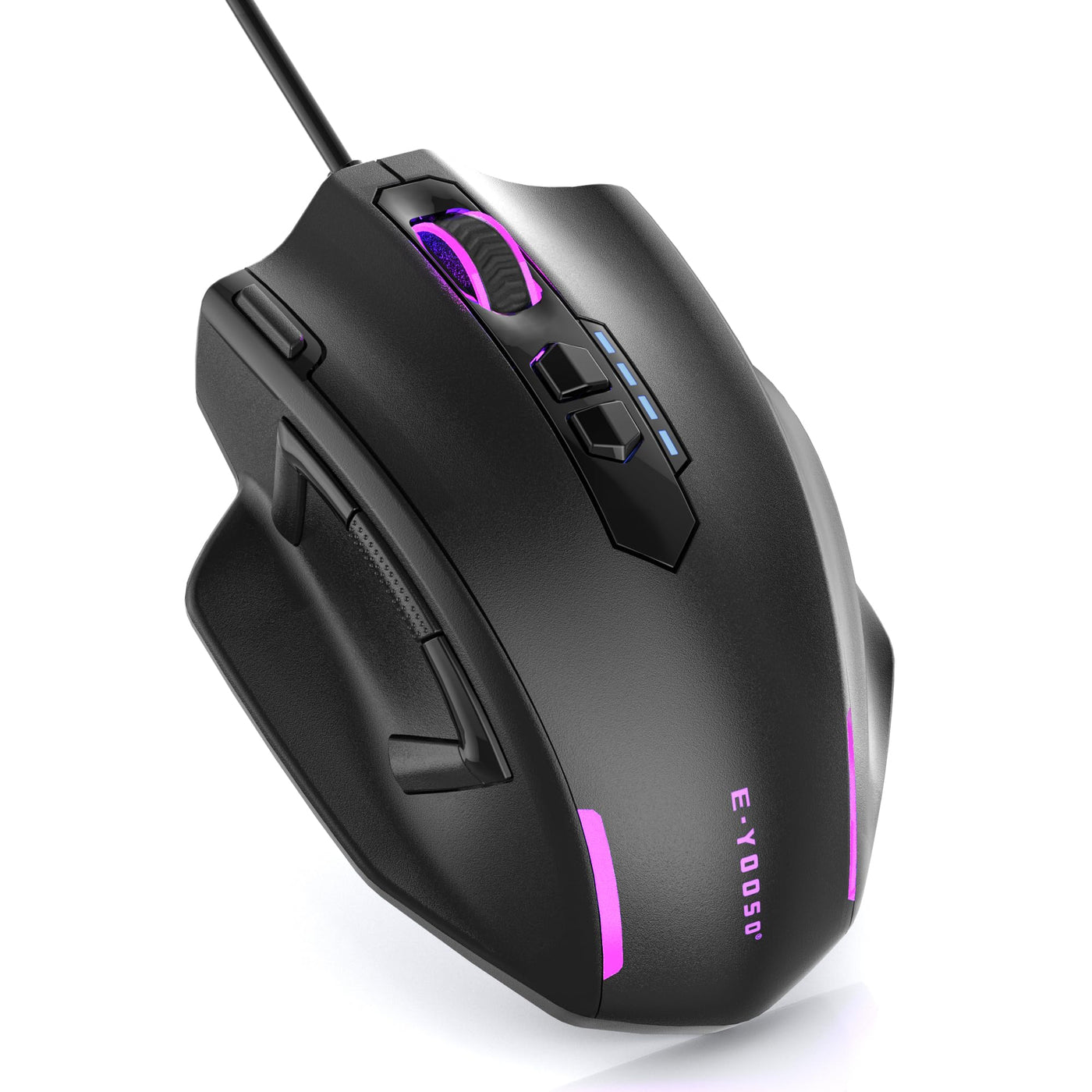 Large Gaming Mouse, Verkabelte Maus für große Hände (mit 12400 DPI, 6 Tasten, Einstellbare Gewicht und RGB-LED-Licht), Computer Gaming-Maus für PC/Mac/Laptop, Schwarz