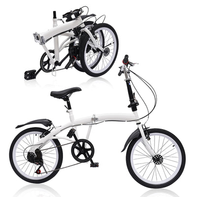 SABUIDDS 20 Zoll Faltrad mit 6 Gang-Schaltung und Quick-Fold-System Klapprad für Erwachsene von 135 cm-180 cm Klappfahrrad Folding City Bike für Sport Outdoor Radfahren und Camping, Weiß