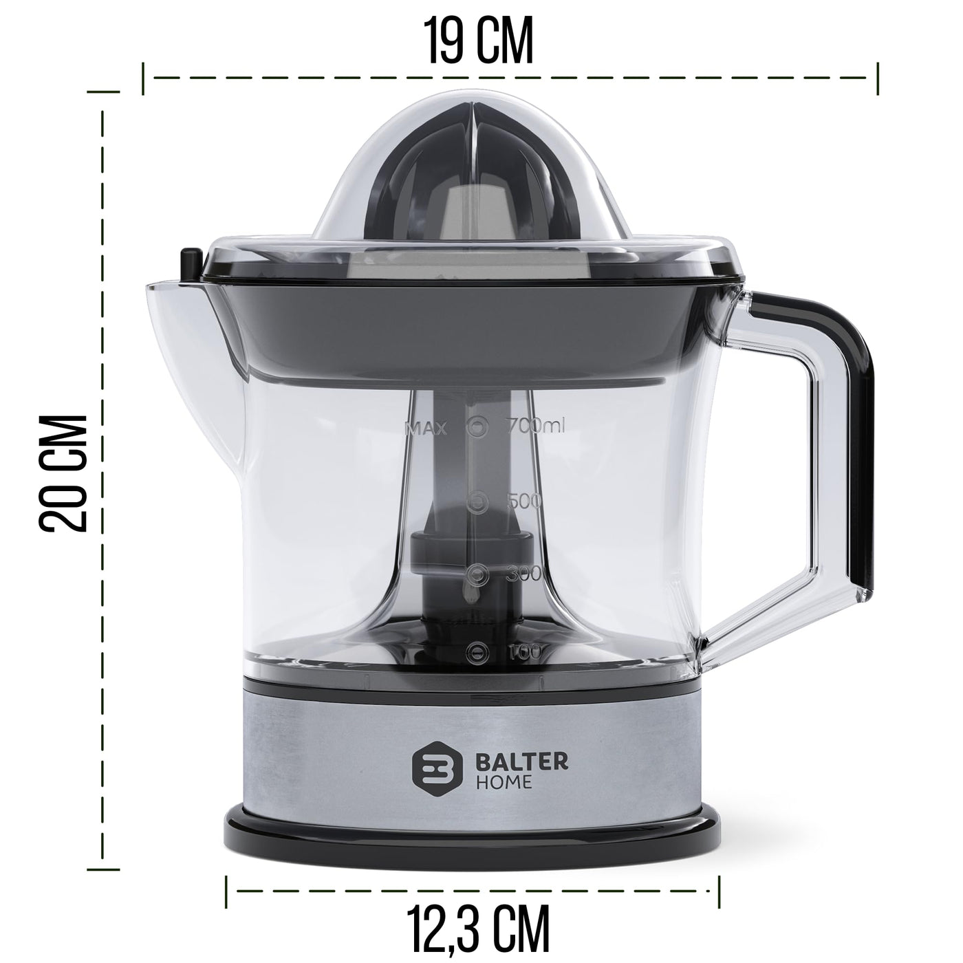 Balter ZP-04 Zitronenpresse Elektrisch – Hohe Saftausbeute, 2 Drehrichtungen & 2 Kegel– Zitruspresse – orangenpresse Entsafter Saftpresse Juicer - Spülmaschinenfest, BPA Frei