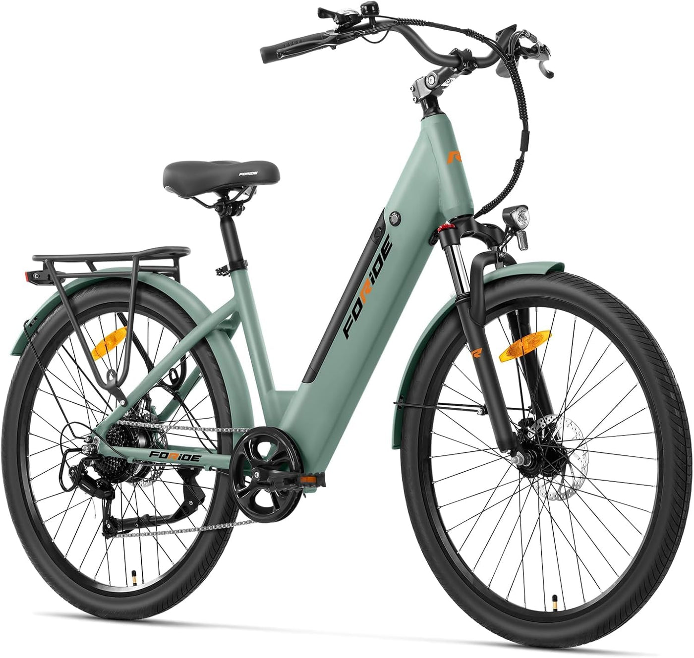 Foride Roamer 1 ST 27,5" E-Bike für Erwachsene, 7 Gang Elektrofahrrad mit Austauschbarem 36V 13Ah Akku, 250W Motor, 25 km/h und 100km Reichweite E-Bike Damen Herren für Städtische Pendler (Grün)