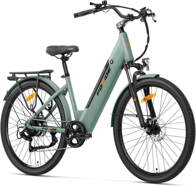 Foride Roamer 1 ST 27,5" E-Bike für Erwachsene, 7 Gang Elektrofahrrad mit Austauschbarem 36V 13Ah Akku, 250W Motor, 25 km/h und 100km Reichweite E-Bike Damen Herren für Städtische Pendler (Grün)