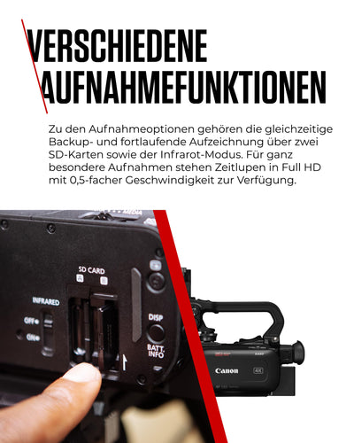 Canon XA60 Camcorder 4K Full HD (UHD Videokamera 20fach Zoom, 1/2,3-Zoll-Typ CMOS-Sensor, Autofokus, 5 Achsen Bildstabilisierung, HDMI Ausgang, 3,5-Zoll LC-Display, UVC Streaming) schwarz