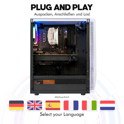 dcl24 Gaming PC Set komplett AMD Ryzen 5 4500, GTX1650 4GB - 500GB SSD, 16GB DDR4, Gamer PC mit 6x4.1 GHz, WLAN, 24" Monitor, Maus, Tastatur, Headset, Windows 11 Pro [19641]