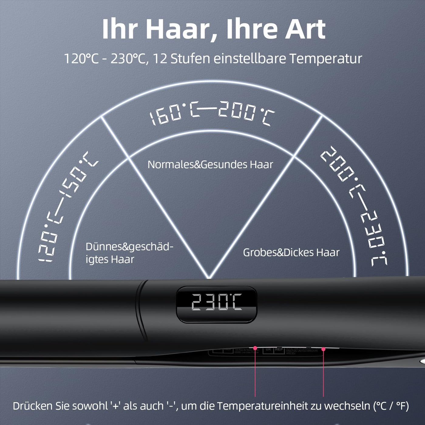 Dekuri 2 in 1 Glätteisen Locken und Glätten, Glatte Titanplatte Haarglätter, 30s Schnellaufheizung, 120-230℃ LED Display, Ionische Haarglätter für Frauen - Schwarz-1