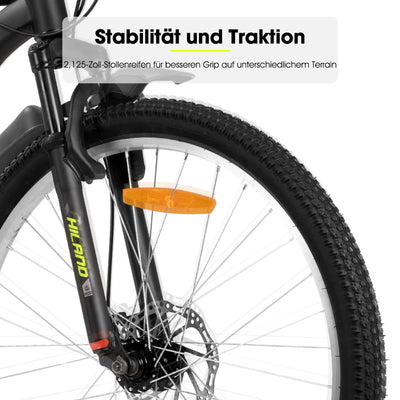 HILAND Mountainbike 27,5 Zoll, 18 Gang Herren und Damen MTB mit Doppelte Scheibenbremsen, 26 Zoll Mountainbike für Erwachsene mit Federgabel, MTB für Männer und Frauen, Gelb