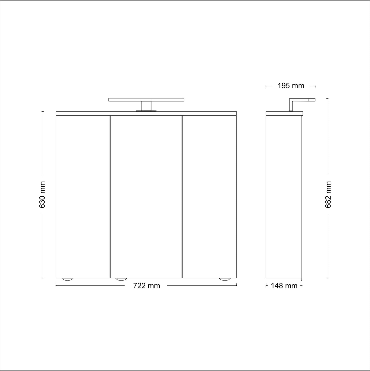 Jokey Spiegelschrank Arda mit LED Beleuchtung 72,2 cm breit, Badezimmer Spiegelschrank aus MDF, inkl. Steckdose | Weiß