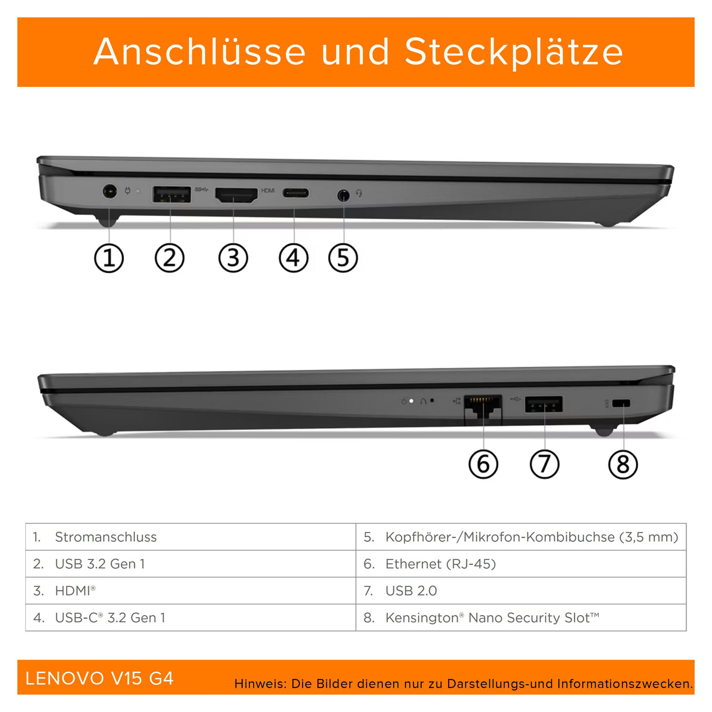 Lenovo V15 G4 IRU Laptop, Intel Core i5-13420H, 24 GB DDR4 RAM, 1 TB PCIe SSD, 15.6" FHD Display, Intel UHD Graphics, QWERTZ Tastatur, FreeDos, Iron Grey