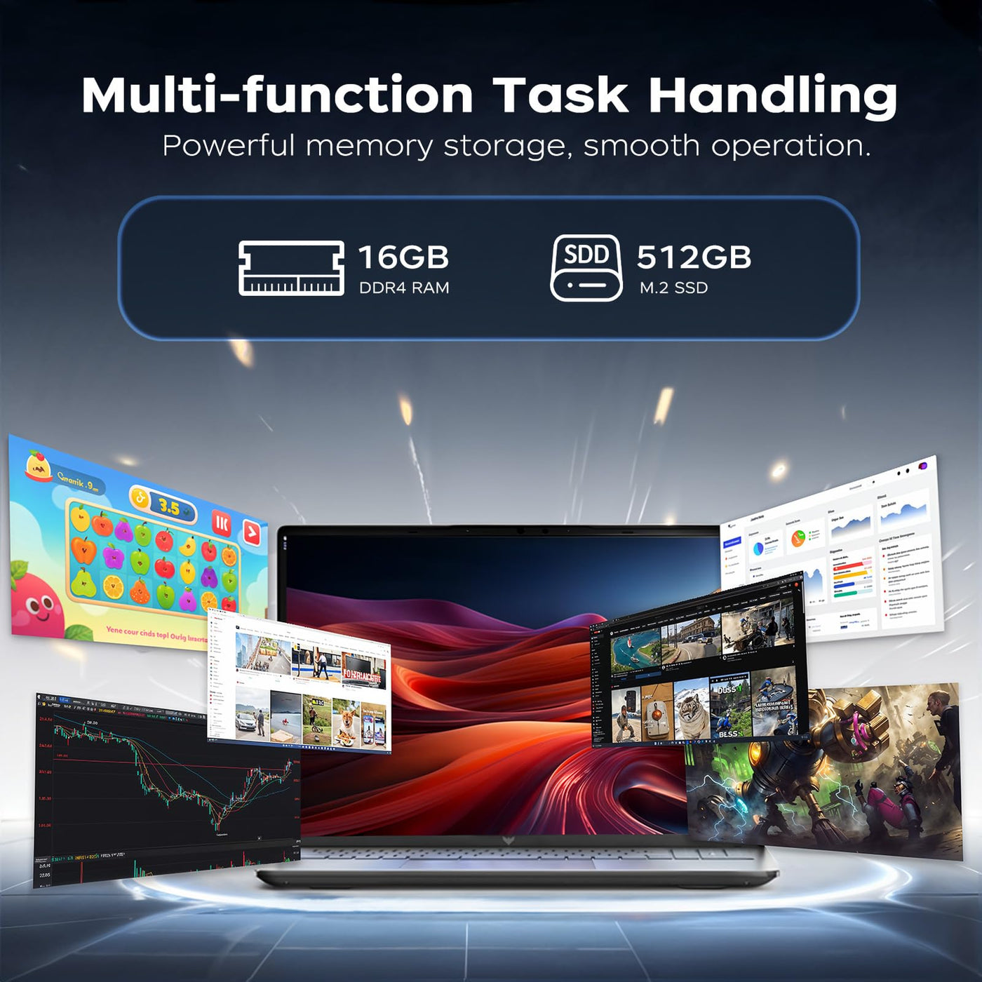 ACEMAGIC Laptop Computer 16 Zoll - Quad-Core Alder Lake N-97 Prozessor bis zu 3.6GHz (Beat N5095) Notebook Computer, 16GB Ram DDR4 512GB SSD PC Laptops mit FHD Display, 2.4G/5G WiFi, BT5.0, HDMI