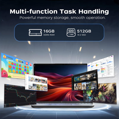 ACEMAGIC Laptop Computer 16 Zoll - Quad-Core Alder Lake N-97 Prozessor bis zu 3.6GHz (Beat N5095) Notebook Computer, 16GB Ram DDR4 512GB SSD PC Laptops mit FHD Display, 2.4G/5G WiFi, BT5.0, HDMI