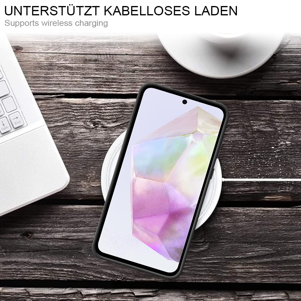 HSP Hülle für Samsung Galaxy A35 5G [Staubabweisend] Handyhülle | Premium TPU Silikon Case Schutzhülle | Kratzfest Stoßfest Fallschutz | Kameraschutz Displayschutz | Passgenau Dünn Matt | Schwarz