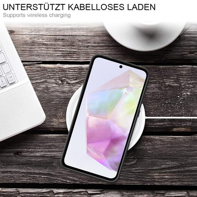 HSP Hülle für Samsung Galaxy A35 5G [Staubabweisend] Handyhülle | Premium TPU Silikon Case Schutzhülle | Kratzfest Stoßfest Fallschutz | Kameraschutz Displayschutz | Passgenau Dünn Matt | Schwarz