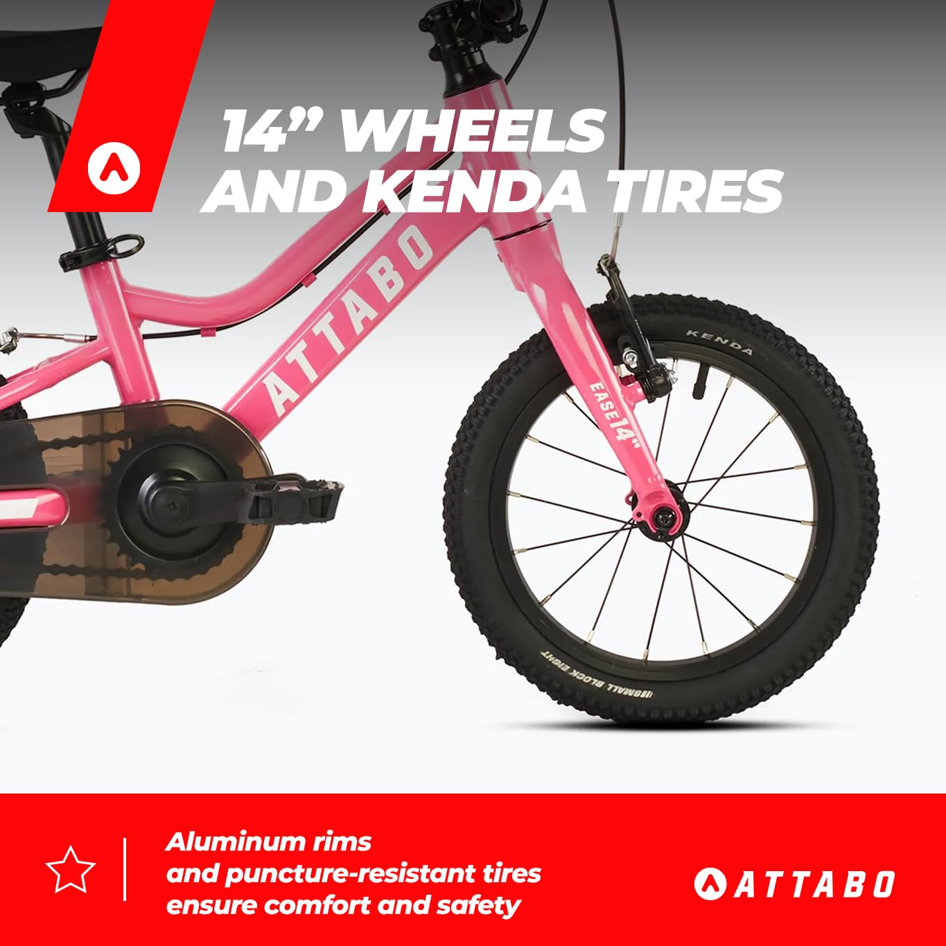 ATTABO Ease 14 – Kinderfahrrad (2–5 Jahre) mit leichtem Aluminiumrahmen, 14-Zoll-Rädern, geeignet für 85–110 cm Körpergröße, nur 7 kg, bis 50 kg belastbar, ergonomisch und stabil