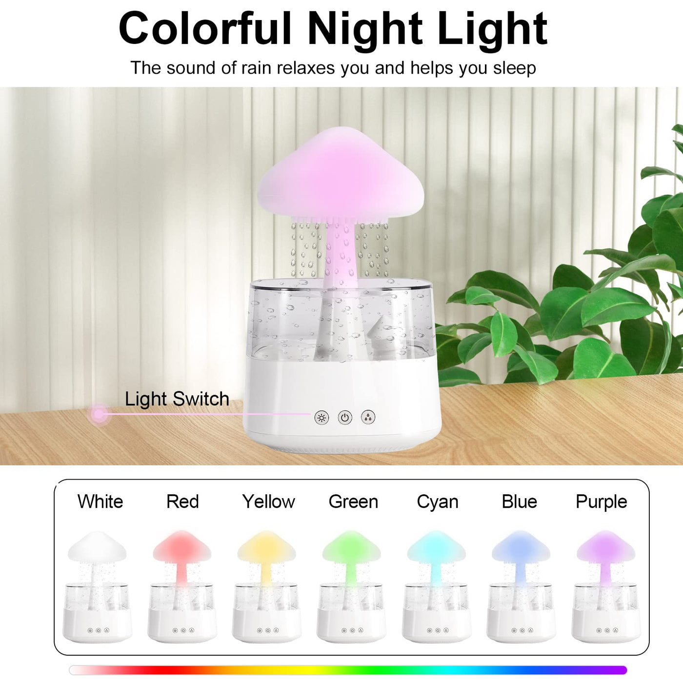 Luftbefeuchter, 450ML Luftbefeuchter Kinderzimmer, luftbefeuchter schlafzimmer,BPA-Frei, Auto Abschaltung, Leicht zu Reinigender Humidifier für Büro, Pflanze (Weiß)