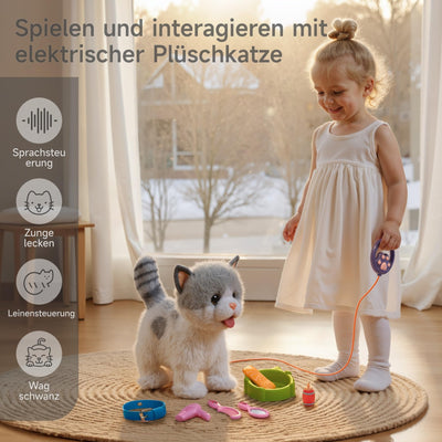 OR OR TU Katze Spielzeug Kinder Plüsch Kätzchen Elektronische Haustiere mit Ferngesteuerter, Interaktives Spielzeug Katze der Läuft und Bellt, Leckt Katze Kinder Spielzeug für Kinder Geschenk