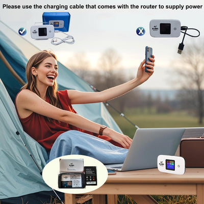 KuWFi mobiler WLAN Router, 4G LTE Router für SIM-Karten (4G/LTE bis zu 150Mbit/s Download/ 50Mbit/s Upload, Hotspot, 2400mAh Akku, kompatibel mit Allen europäischen SIM Karten) Plug&Play