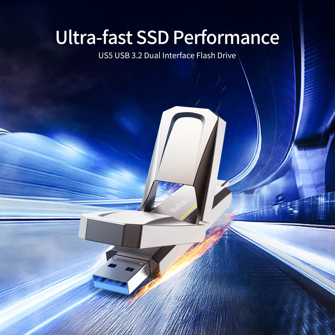 Netac US5 256GB Solid USB State Drive Externe tragbare USB SSD Typ-c und USB 3.2 Dual Interface Geschwindigkeit bis zu 550MB/s