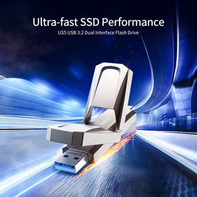 Netac US5 256GB Solid USB State Drive Externe tragbare USB SSD Typ-c und USB 3.2 Dual Interface Geschwindigkeit bis zu 550MB/s