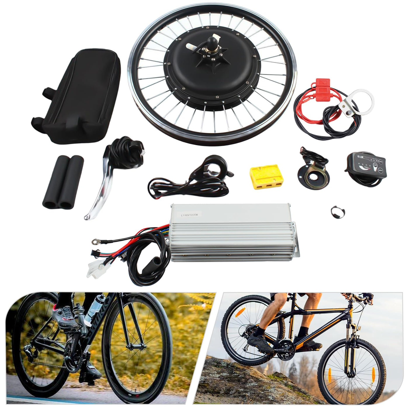 YyanLAK Elektrofahrrad Umbausatz, 20 Zoll 48V 1000W Laufradsatz Ebike, Elektrofahrrad Hinterrad Ebike LED Nabenmotor Umbausatz