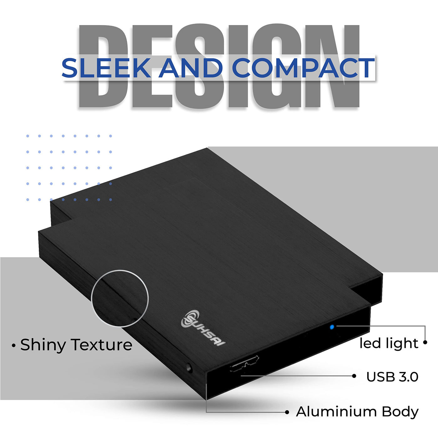 SUHSAI 500 GB tragbare Externe Festplatte, Pocket Backup HDD, 2,5 Zoll Externe Datenspeicher-Festplatte, USB 3.0-Festplatte, kompatibel für Gaming-PC, Mac, Laptop, Xbox, Xbox One – Schwarz
